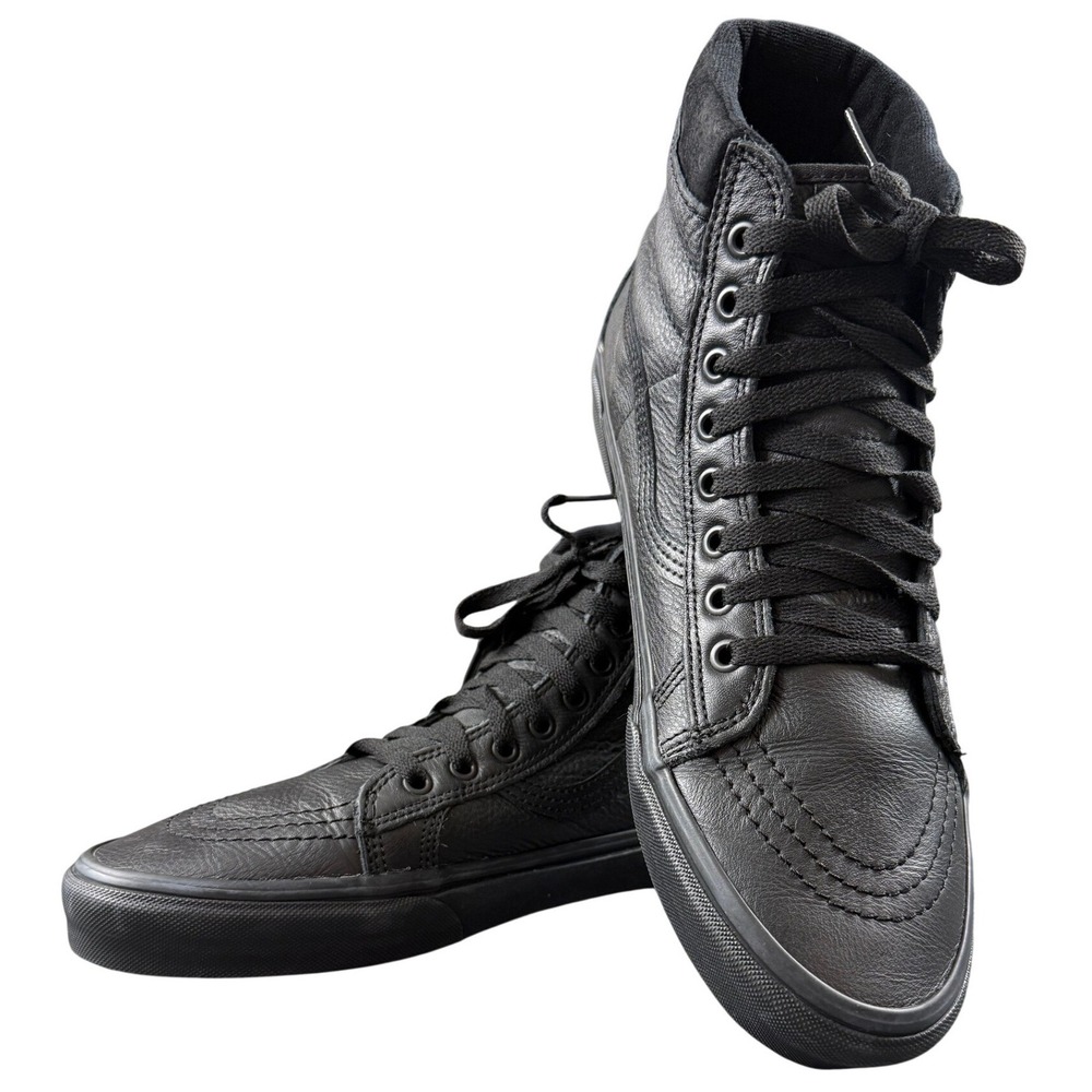 Vans Sk8-Hi Reissue Men 11.5 Black Excellent Leather High Top Sneakers 721356